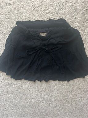Anama Black Ruffled Tie-Waist Mini Skirt